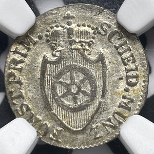 1808-BH Germany Rhineland Confederation 1 Kreuzer NGC MS63 Lot#G6629 Silver!