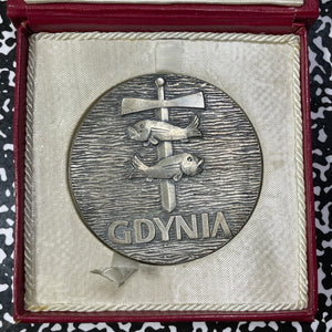 U/D Poland Danzig Polish Ocean Lines Medal Lot#B1438 Original Box. 70mm