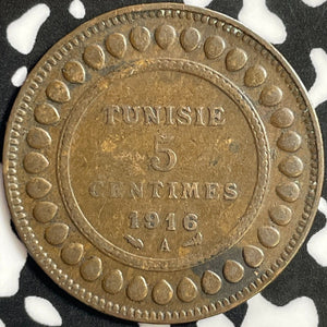 1916-A Tunisia 5 Centimes Lot#D2080