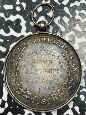 1886 Belgium Leopold II Award Medal Lot#OV1009 Silver! 41mm