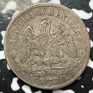 1877-Zs S Mexico 25 Centavos Lot#D4040 Silver!