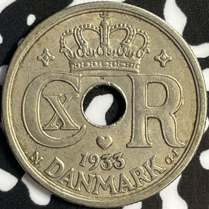 1933 Denmark 25 Ore Lot#D4296 Key Date!
