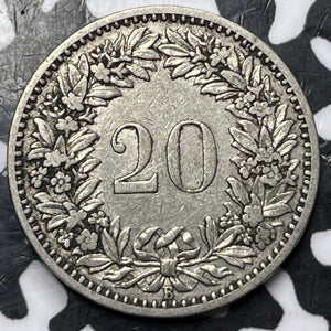 1884 Switzerland 20 Rappen Lot#D5979