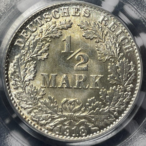 1918-D Germany 1/2 Mark PCGS MS67 Lot#G6274 Silver! Gem BU!