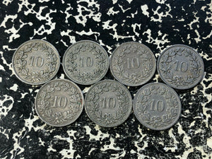 1920 Switzerland 10 Rappen (7 Available) Circulated (1 Coin Only)