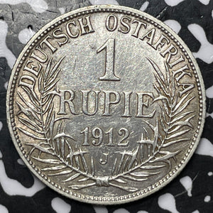 1912-J German East Africa 1 Rupie Lot#JM6578 Silver! Cleaned
