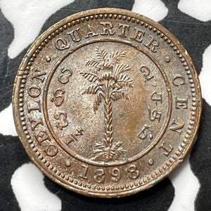 1898 Ceylon 1/4 Cent Lot#D1339 High Grade! Beautiful!
