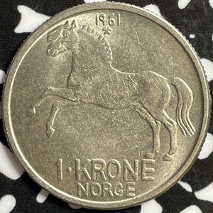 1961 Norway 1 Krone Lot#D3243 High Grade! Beautiful!