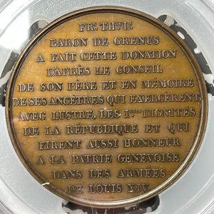1847 Switzerland Geneva Grant Of 400,000 Francs Medal PCGS SP64 Lot#GV4494