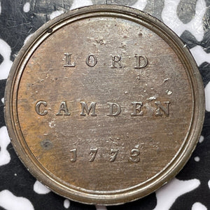 1773 Great Britain Lord Camden Medal Lot#D3829 High Grade! Beautiful! BHM-176