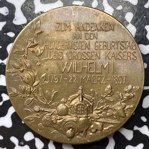 1897 Germany Prussia Wilhelm I 100 Anniversary Medal Lot#D3830 40mm