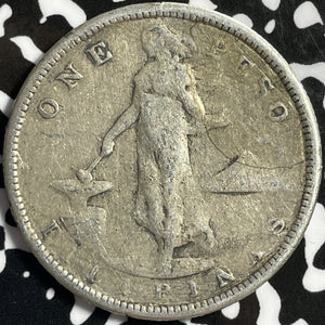 1908-S U.S. Philippines 1 Peso Lot#D5153 Large Silver Coin! Cleaned