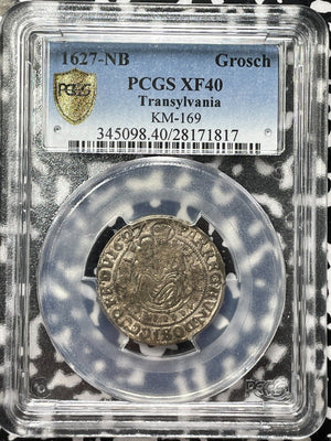 1627-NB Hungary Transylvania 1 Groschen PCGS XF40 Lot#G4347 Silver! KM#169