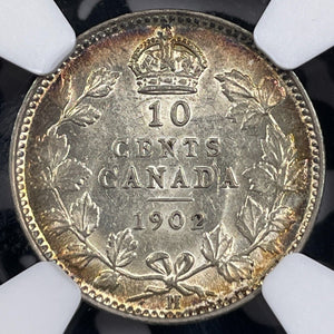 1902-H Canada 10 Cents NGC AU58 Lot#G6486 Silver!