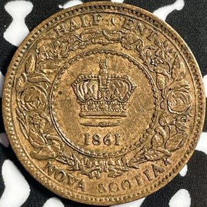 1861 Nova Scotia 1/2 Cent Half Cent Lot#D5010 Nice!