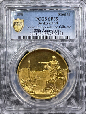 1898 Switzerland Ticino Independence Centennial Medal PCGS SP65 Lot#GV5776