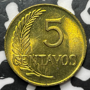 1962 Peru 5 Centavos Lot#D2421 High Grade! Beautiful!