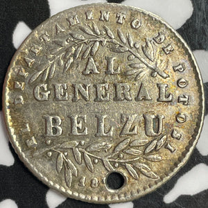 1849 Bolivia 1 Sol Proclamation Lot#M9484 Silver! Holed