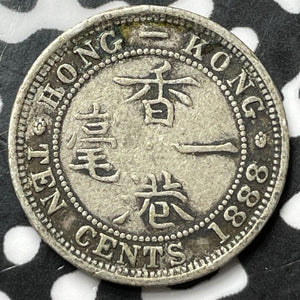 1888 Hong Kong 10 Cents Lot#D6642 Silver!