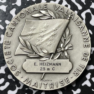 (1950) Switzerland Valais Shooting Festival Medal Lot#OV1086 Silver! 50mm