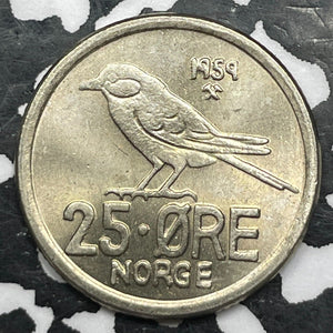 1959 Norway 25 Ore (4 Available) High Grade! Beautiful! (1 Coin Only)