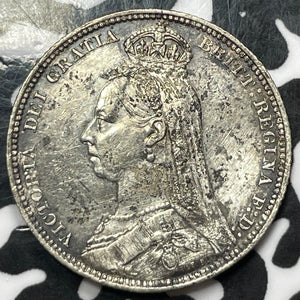 1889 G.B. 1 Shilling Lot#JM5965 Silver! Better Date! Nice Detail, Old Cleaning