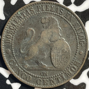 1870 Spain 5 Centimos Lot#D6390