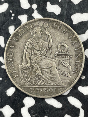1907 Peru 1/5 Sol Lot#M2153 Silver!