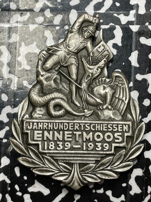 1939 Switzerland Ennetmoos Pinback Medal Lot#OV662 Silver! 54x34mm