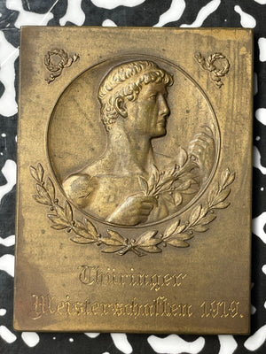 1919 Germany Thurningen Discus Throw Award Plaque Lot#OV835 39x50mm