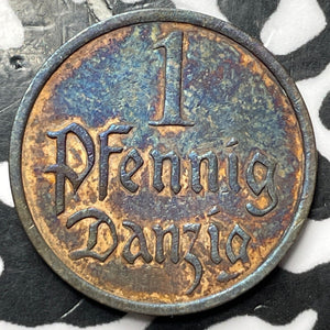 1937 Danzig 1 Pfennig Lot#D6284 Beautiful Detail, Old Cleaning