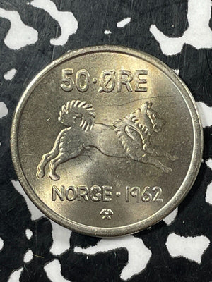 1962 Norway 1 Krone Lot#M2035 High Grade! Beautiful!