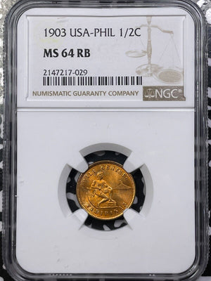 1903 U.S. Philippines 1/2 Centavo NGC MS64RB (7 Available) (1 Coin Only)