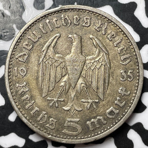 1935-E Germany 5 Mark Lot#D5271 Silver!