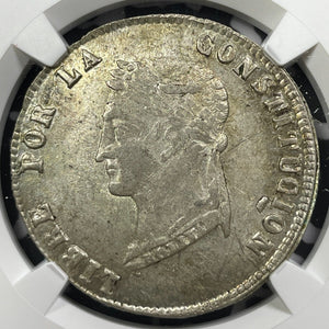 1854-PTS MF Bolivia 4 Soles NGC MS62 Lot#G5976 Silver! Nice UNC!
