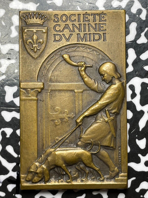 U/D France Canine Society Of Midi Bronze Award Plaque Lot#OV966 37x60mm