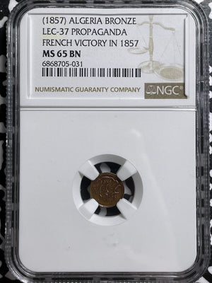 (1857) Algeria French Victory Propaganda Token NGC MS65BN Lot#G6563 Gem BU!