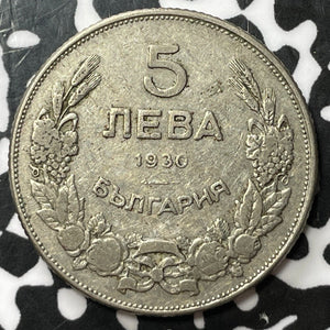 1930 Bulgaria 5 Leva Lot#D1273 Silver!
