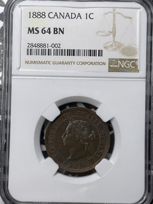 1888 Canada Large Cent NGC MS64BN Lot#G6399 Choice UNC!