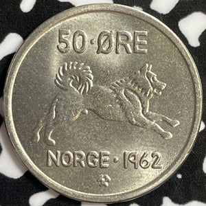 1962 Norway 50 Ore Lot#M8950 High Grade! Beautiful!