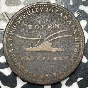 (1824-1828) Upper Canada Lesslie & Sons 1/2 Penny Half Penny Token Lot#D4574
