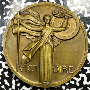1918 France WWI Armistice Victory Art Deco Medal By P. Turin Lot#OV770 68mm