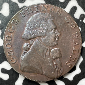 1795 G.B. Middlesex Prince Of Wales 1/2 Penny Conder Token Lot#JM6118 DH-963b