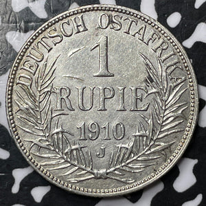 1910-J German East Africa 1 Rupie Lot#JM6574 Silver! Cleaned