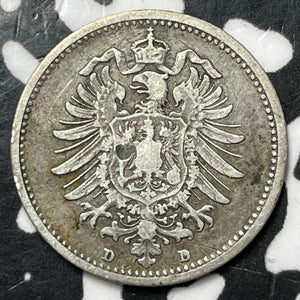 1876-D Germany 20 Pfennig Lot#D6656 Silver!