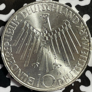 1972-D West Germany 10 Mark Lot#D6225 Silver! High Grade! Beautiful! Olympics
