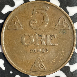 1932 Norway 5 Ore Lot#D1128