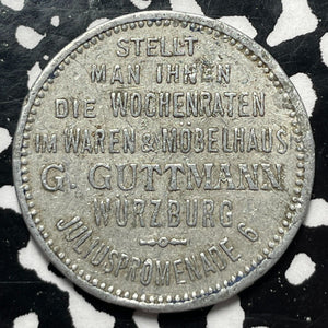 Undated Germany Wurzburg G. Guttman 1 Mark Notgeld Lot#V9989 Very Scarce!