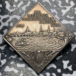1900 Germany Dresden Shooting Festival Klippe Medal/Pin Lot#JM6313 Silver!