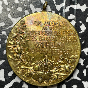 1897 Germany Prussia Kaiser Wilhelm I 100th Birthday Medal Lot#JM5681 39mm